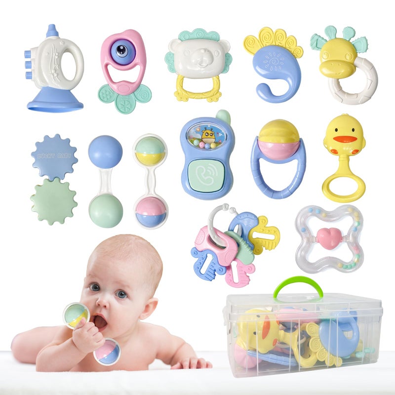 Cuterabit 13PCS Baby Rattles 0-6 Months  Baby Teething Toys with Storage Case  Infant Toys 0-3-6-12 Months  Baby Girl Toys  Best Newborn Present for Babies Boy Girl - Image 1
